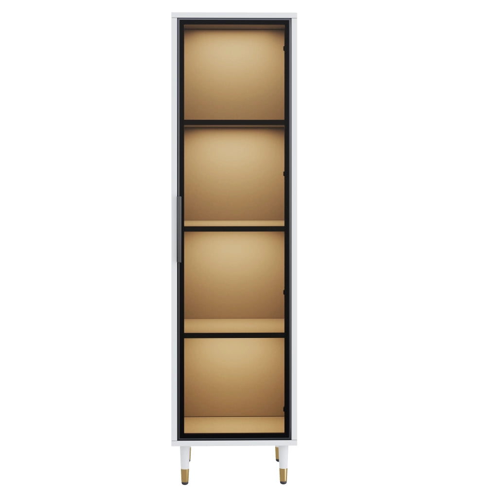 Vetrina LED con Ripiani in Vetro ¨C MINIMAL ¨C Bianca, 170 cm, Illuminazione RGB