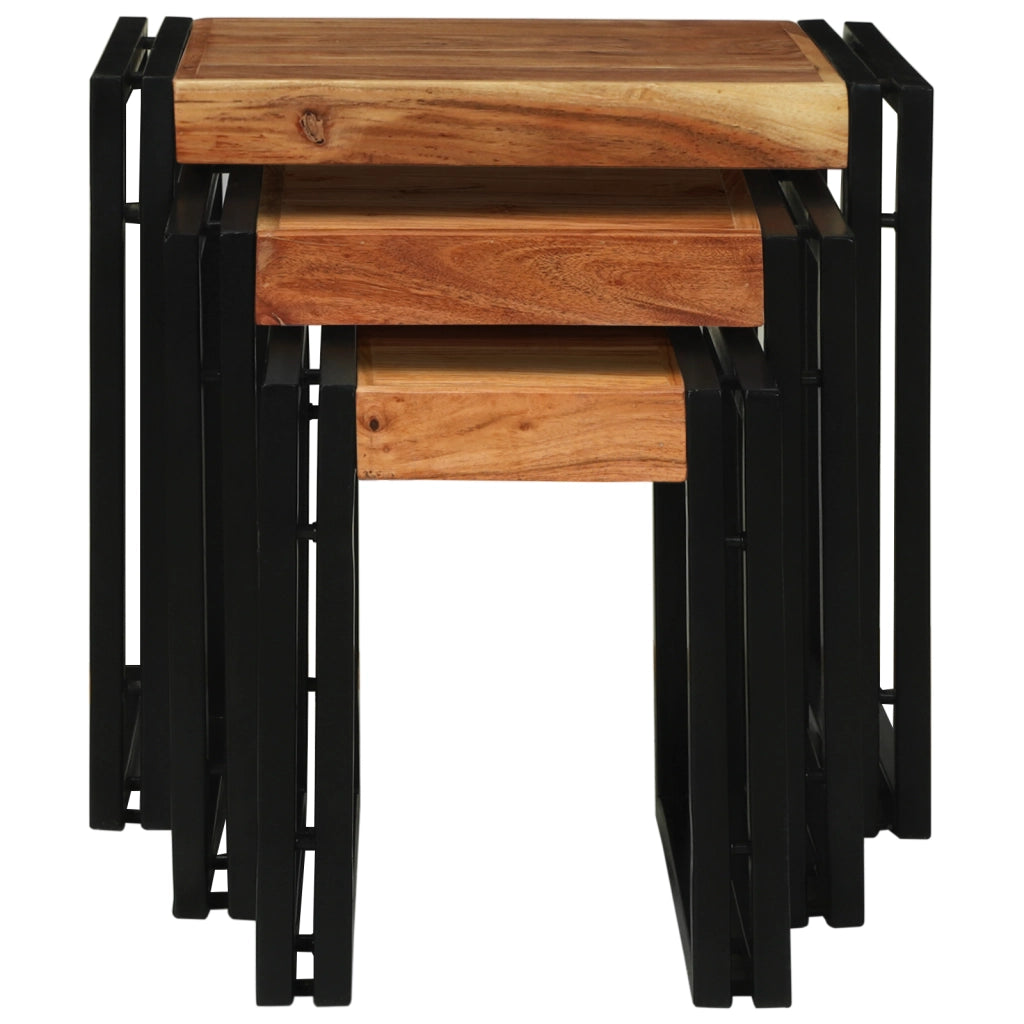 Tavoli da annidamento 3 pcs in legno massello di acacia