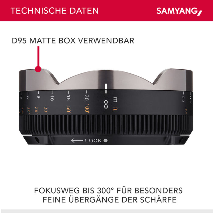 MF Adattatore per obiettivi video V-AF - messa a fuoco manuale precisa con una corsa di messa a fuoco fino a 300°, compatibile con il matte box D95, ideale per le produzioni cinematografiche