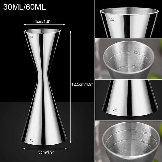 Misura cocktail in acciaio inossidabile, jigger professionale per bartender con scala interna 30 ml/60 ml per la misura degli ingredienti per cocktail