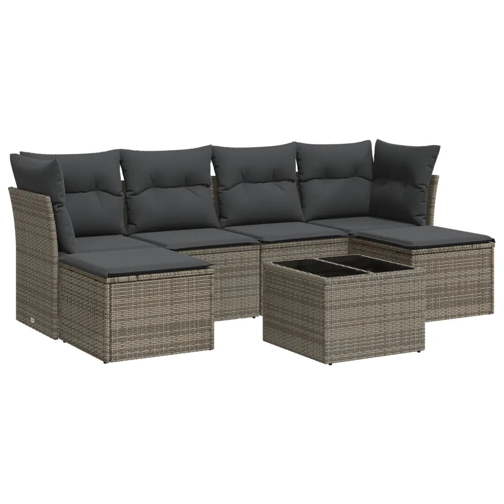 Set Divani da Giardino 7 pz con Cuscini Grigio in Polyrattancod mxl 115116