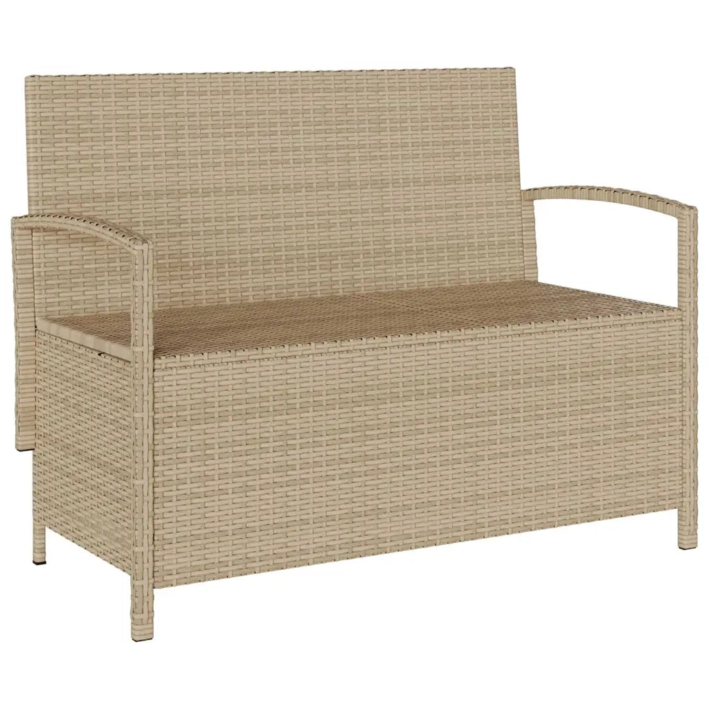 Panca Portaoggetti da Giardino con Cuscino Beige in Polyrattan 4104214
