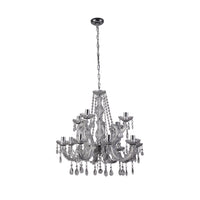 Lampadario Classico Marie Therese Acciaio Cromo Vetro Trasparente 12 Luci E14