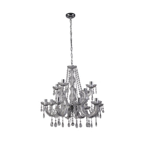 Lampadario Classico Marie Therese Acciaio Cromo Vetro Trasparente 12 Luci E14