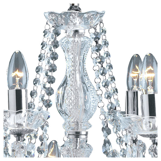 Lampadario Classico Marie Therese Acciaio Cromo Vetro Trasparente 12 Luci E14