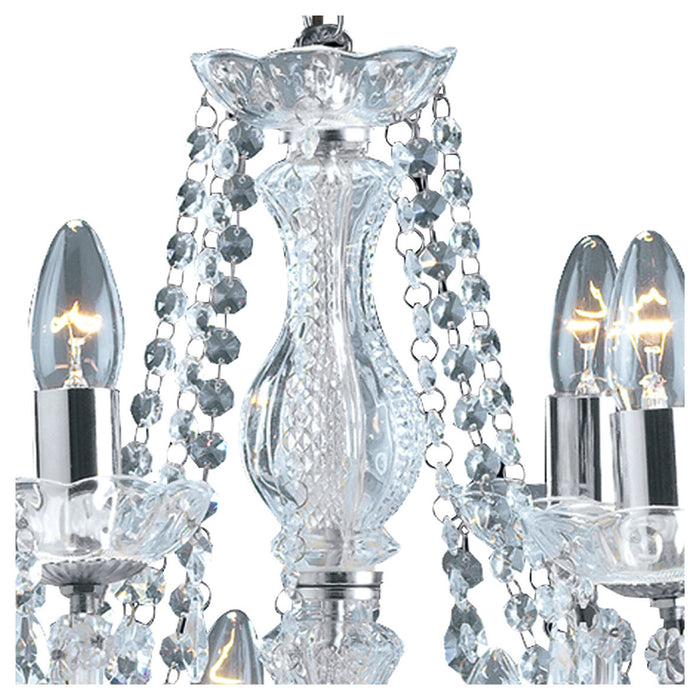 Lampadario Classico Marie Therese Acciaio Cromo Vetro Trasparente 12 Luci E14