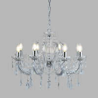 Lampadario Classico Marie Therese Acciaio Cromo Vetro Trasparente 8 Luci E14