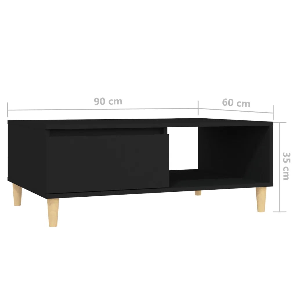Tavolino da Salotto Nero 90x60x35 cm in Legno Multistrato 805996