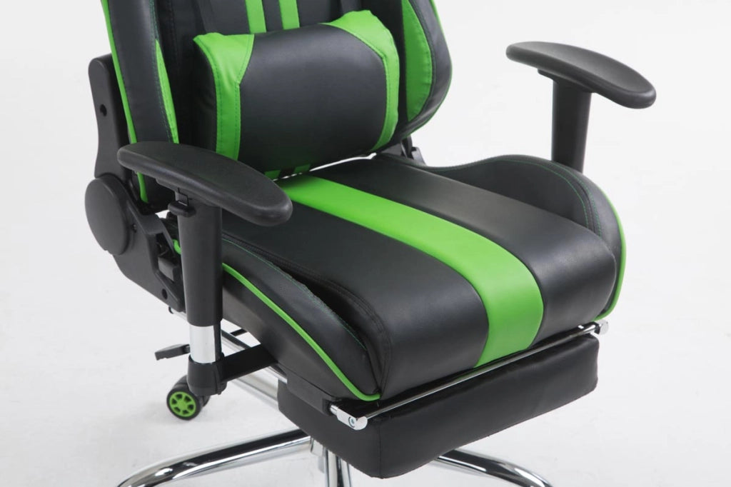 Sedia ufficio Racing Limit in similpelle Nero/verde,Con poggiapiedi