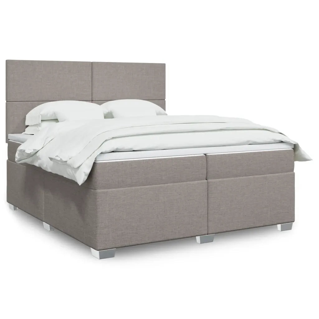 vidaXL Giroletto a Molle con Materasso Tortora 200x200 cm in Tessuto