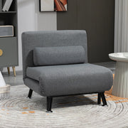 Poltrona letto pieghevole con schienale regolabile, Grigio Scuro, 75x70x75 cm