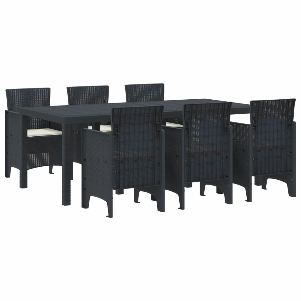 Set da Pranzo per Giardino 7 pcs Antracite Polipropilene 3378716