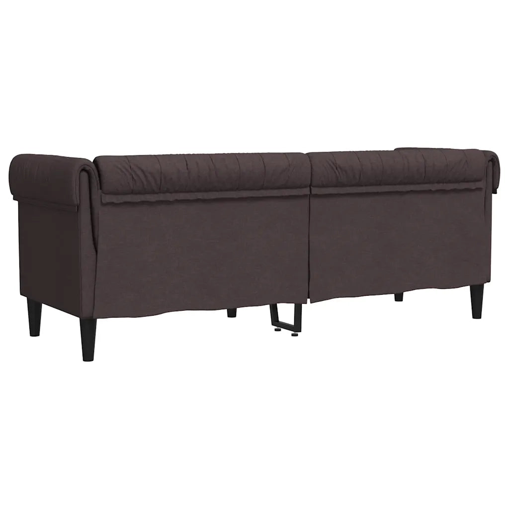 Divano | Divano da soggiorno | Sofa Chesterfield a 3 Posti Marrone Scuro in Tessuto