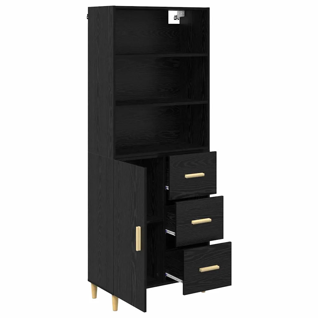 Credenza Rovere Nero 69,5 x 32,5 x 180 cm Legno multistrato