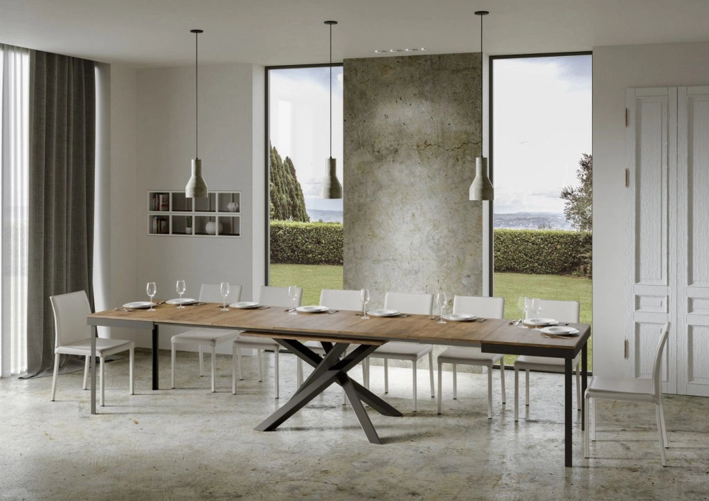 Tavolo allungabile 90x120/380 cm Volta Evolution Noce telaio Antracite