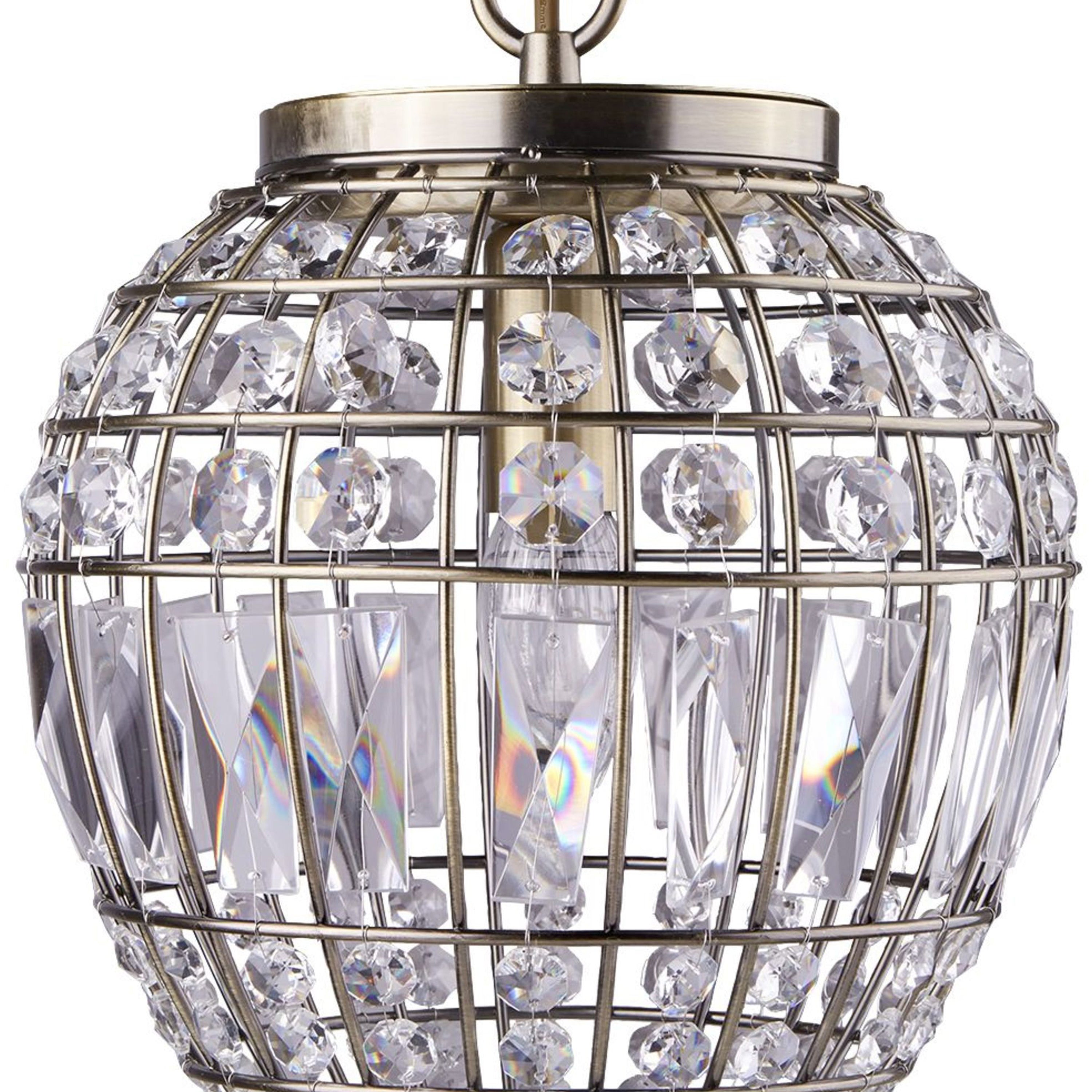 Sospensione Classico Ananas Acciaio Ottone Vetro 1 Luce E14