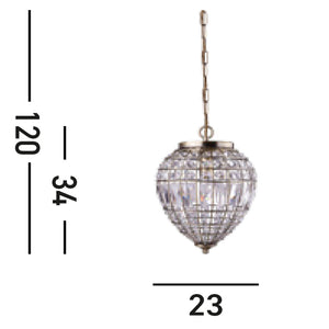 Sospensione Classico Ananas Acciaio Ottone Vetro 1 Luce E14