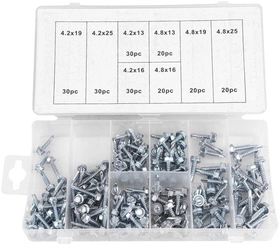 Kit di viti autoallogante 200pz - viti a 6 gusci - materiale zinco-ferrico - alta resistenza - kit assortito - progetto duraturo
