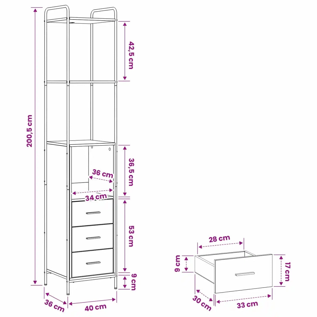 Mobile da Bagno Legno antico 40 x 36 x 200,5 cm 8014044