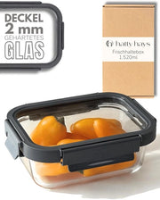 Contenitori a tenuta di aria per alimenti con coperchi [1.520 ml] contenitori in vetro con coperchi in vetro e cornici in plastica | Scatole per preparazione pasti ideali come contenitori refrigeranti per carni o piatti da forno con coperchi