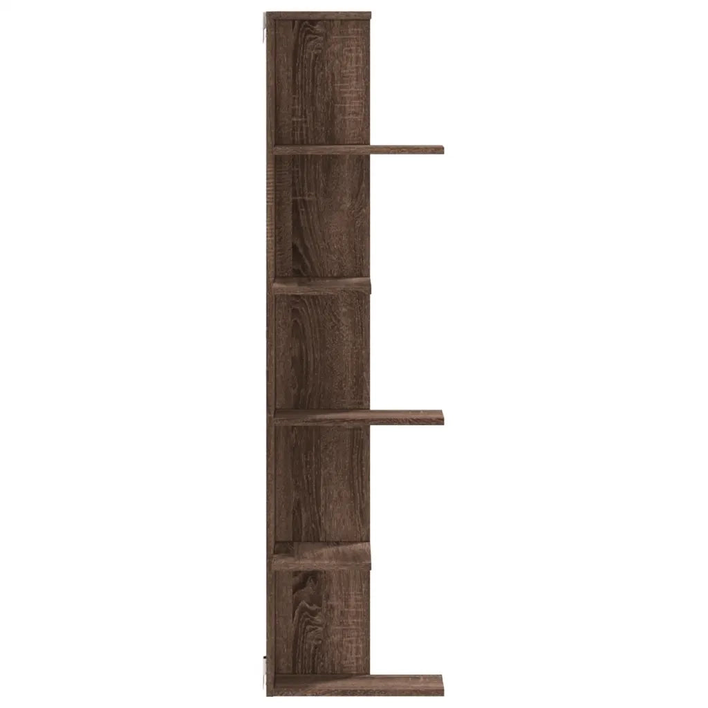 Scaffale Angolare Muro | Mensola a parete Rovere Marrone 36,5x36,5x140 cm Legno