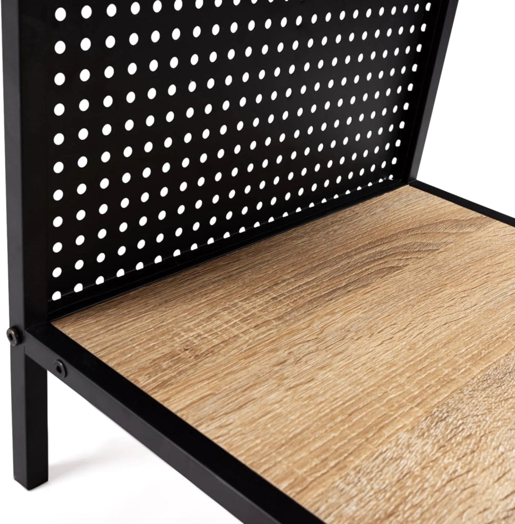 Set di 2 comodini Preston in Acciaio Perforato con 1 cassetto dal Design Industriale