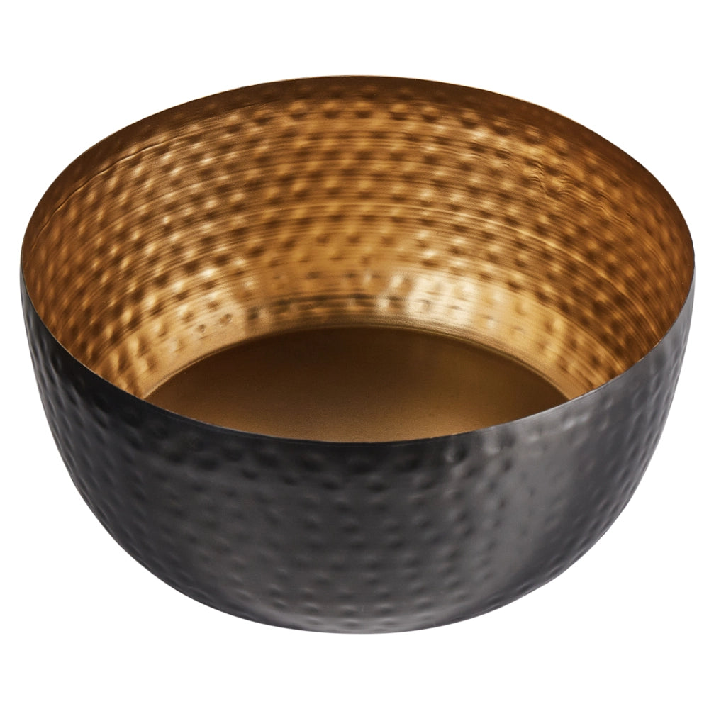 Ciotola decorativa in metallo Nero e dorato rotondo con motivo a nido d'ape  Home Decor Accessorio Glam Design