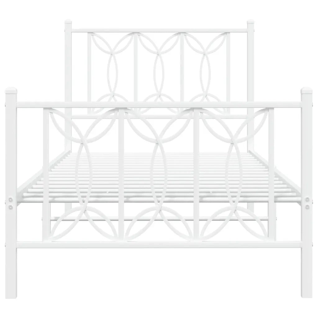 Giroletto con Testiera e Pediera Metallo Bianco 75x190 cm