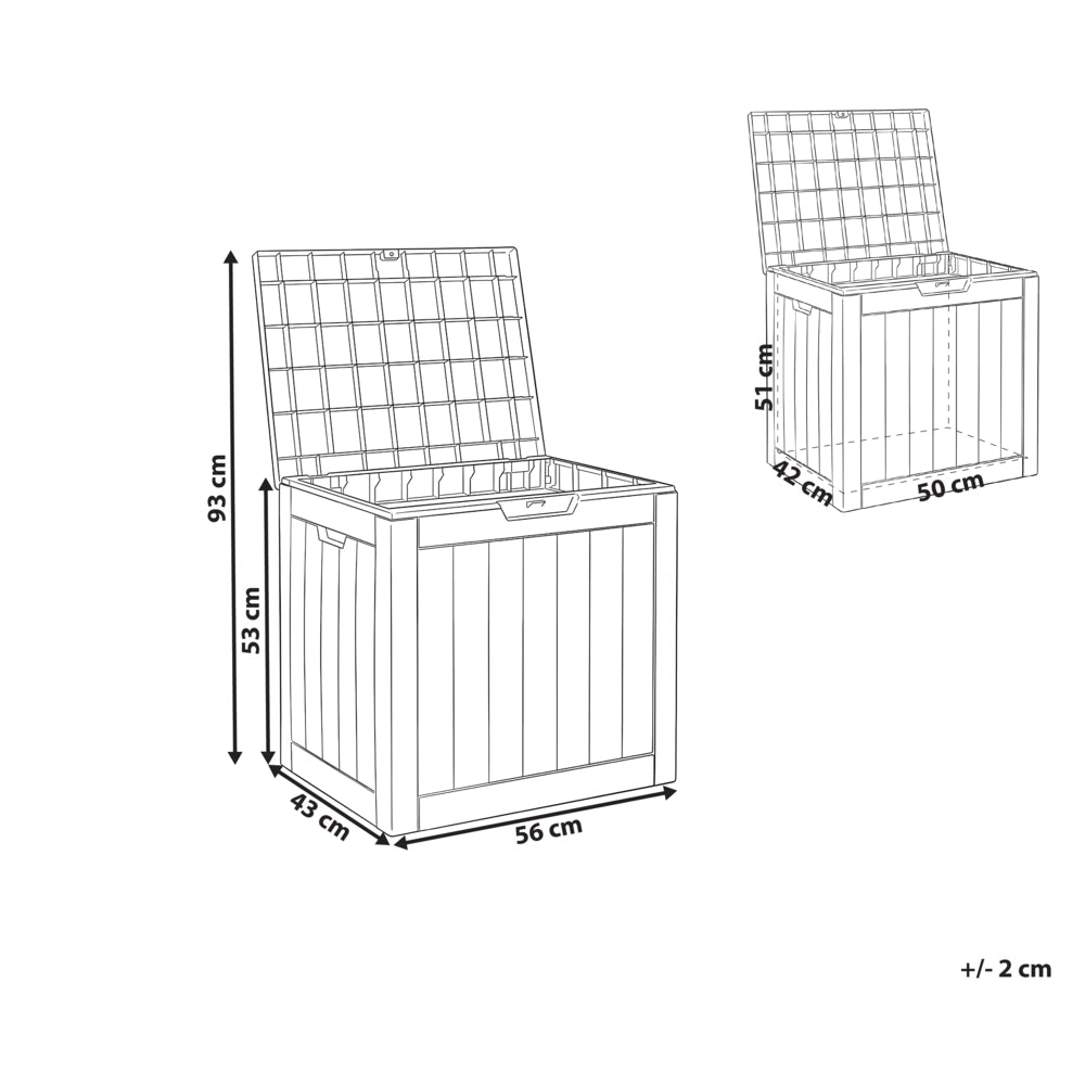 Panca da giardino in plastica marrone per esterni 116 x 60 cm con maniglie e rotelle Cassetta porta attrezzi da esterno