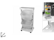 Carrello Portaverdure con 2 Ripiani Basculanti Bianco 44 x 32 x 81 cm