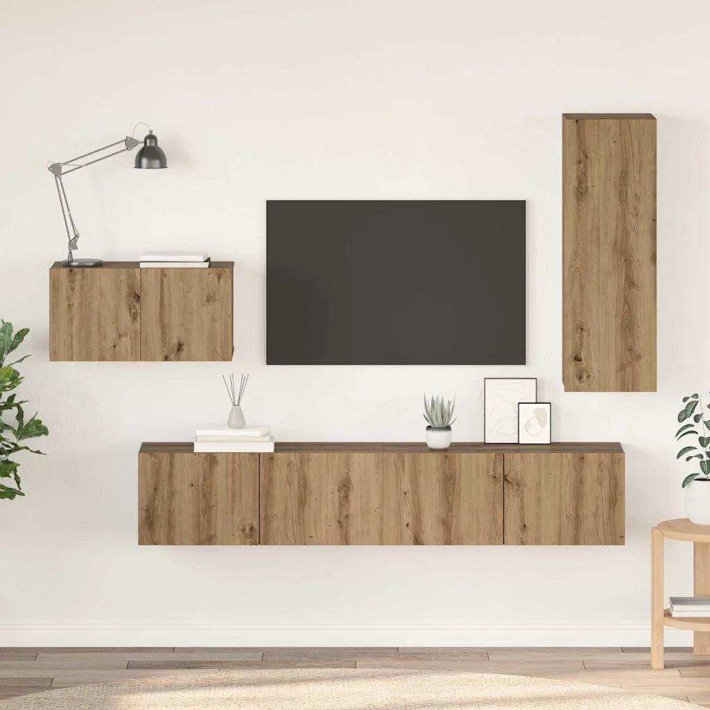 vidaXL Set mobile TV 4 pcs rovere artigianale 30.5 x 30 x 90 cm