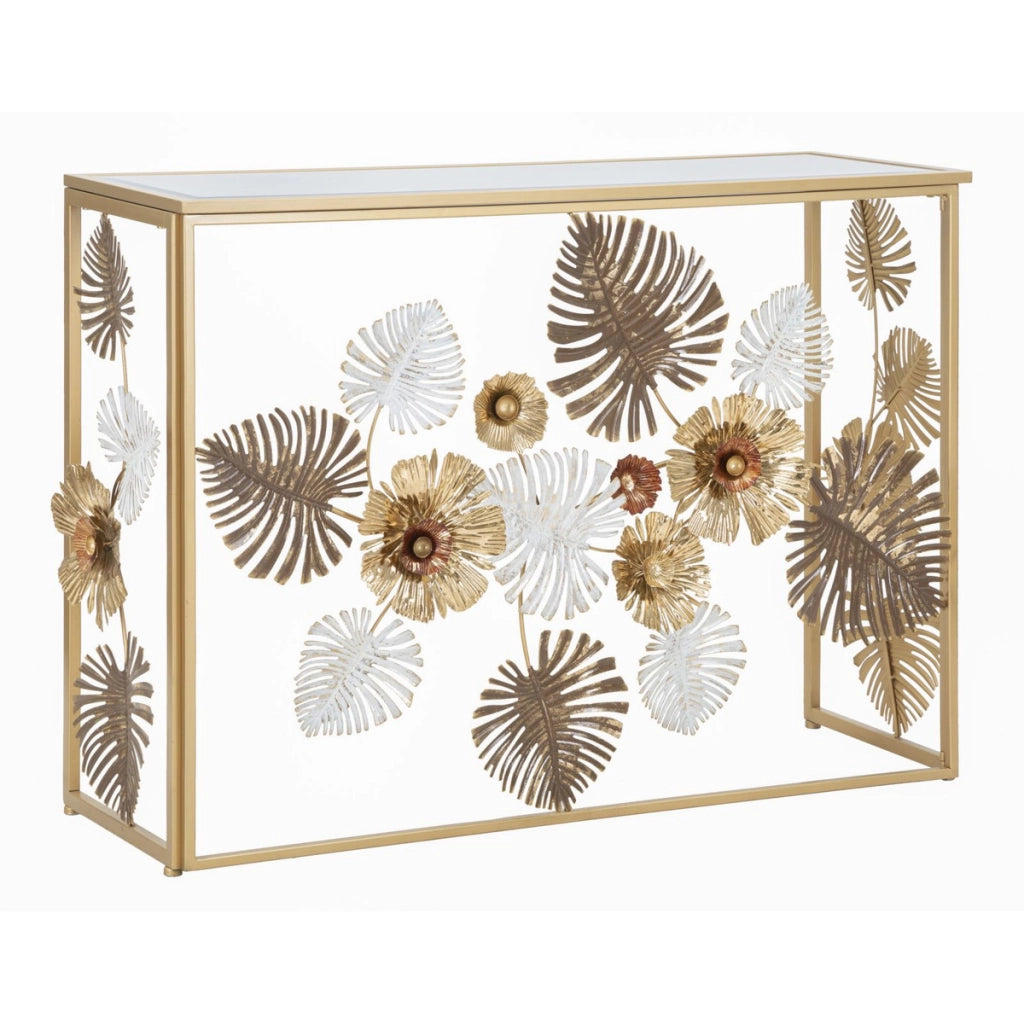 Tavolo Consolle Foglia 71, Multicolore, Metallo, 113x40x80 cm