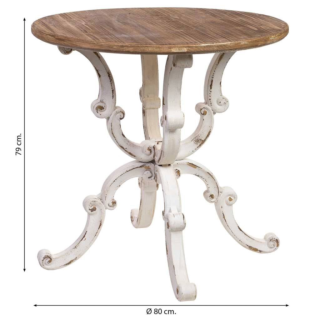 Tavolo rotondo in legno finitura invecchiata D80x80x79h cm