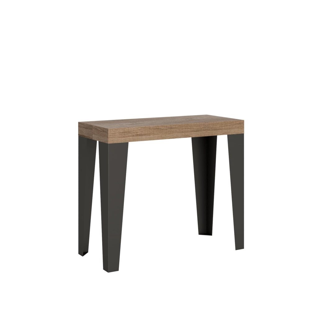 Consolle allungabile 90x40/196 cm Flaris Small Quercia Natura telaio Antracite
