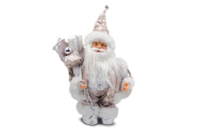 Decorazione Casa Natalizia Babbo Natale Rosa con Carillon 35 cm