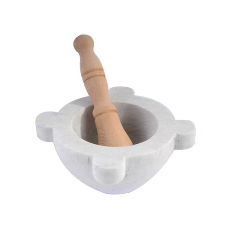 Mortaio Marmo con Pestello Legno 18