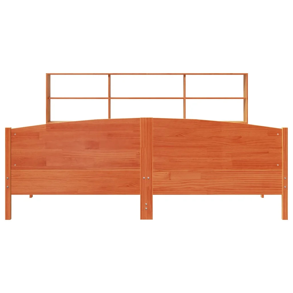 Letto Libreria senza Materasso Marrone Cera 180x200 cm in Pino