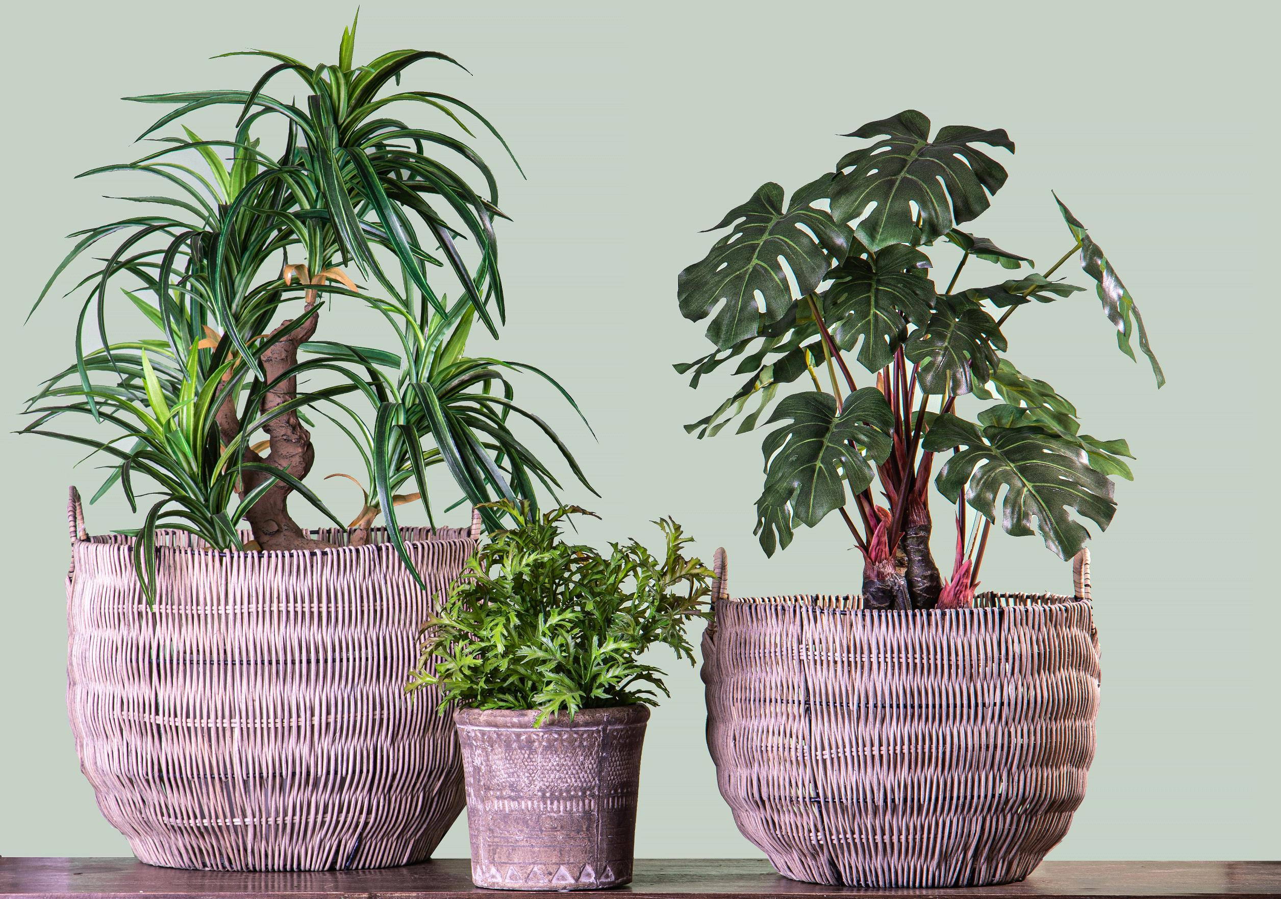 Set 2 Cesti in Materiale Rattan Willow con Manici H 30 cm