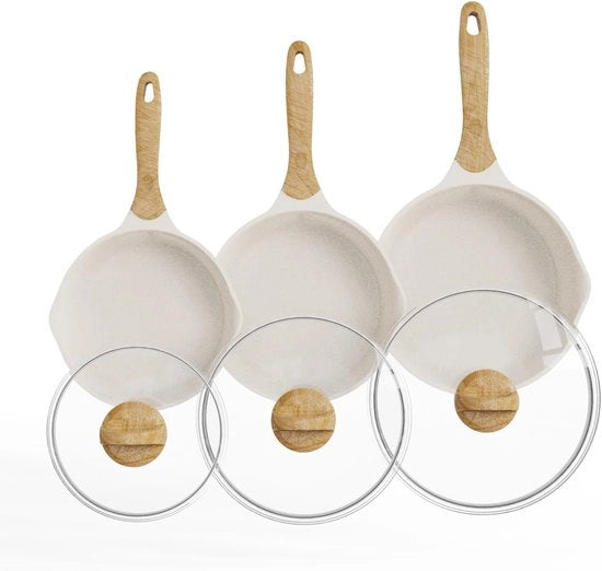 Set di pentole 6 in uno - Adatto per induzione - Beige - Alluminio smaltato