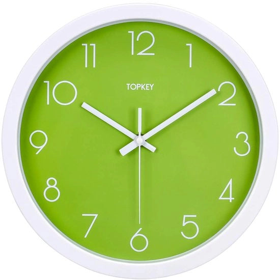 Orologio da Parete, 12" Silenzioso, Decorativo e Moderno Orologio da Parete senza Tacco per Salotto, Camera da Letto e Cucina, Verde