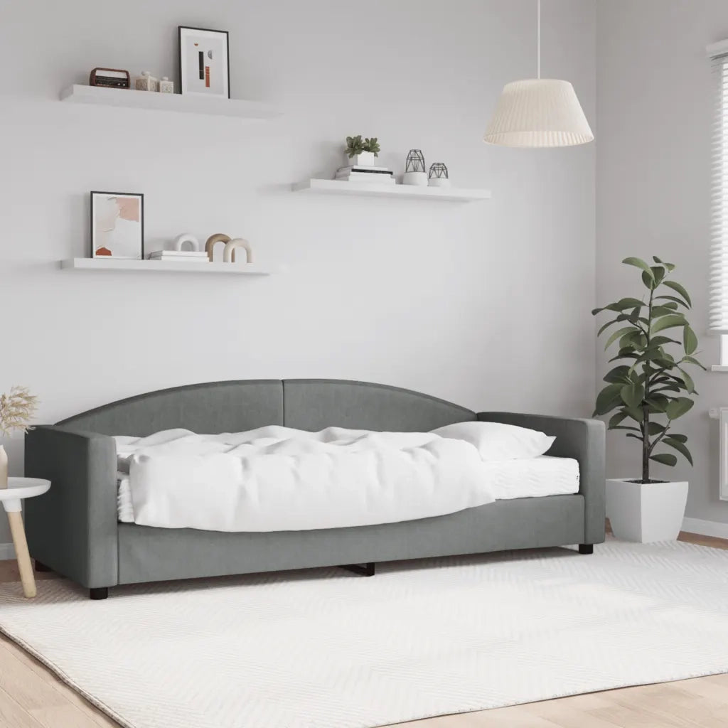 Divano letto | Sof¨¤ letto | Letto singolo con Materasso Grigio Scuro 80x200 cm in Tessuto