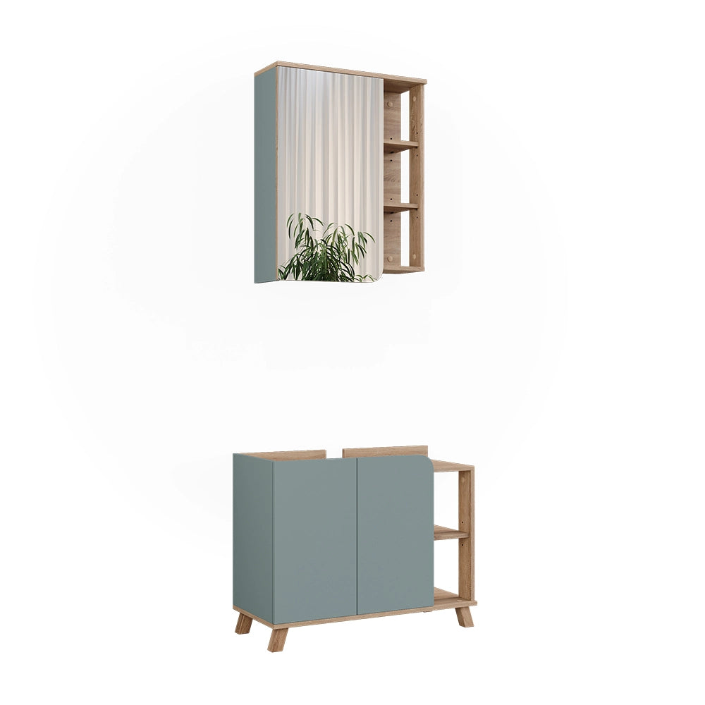 Vicco Set di mobili da bagno Sonoma/blu 2 parti