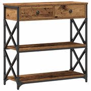 Tavolo Consolle | Tavolo d'Ingresso con cassetto Legno vecchio 75 x 28 x 75 cm