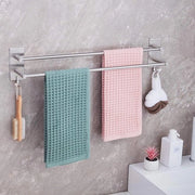 Sostegno asciugamani bagno senza perforazione - stanghe asciugamani in acciaio inossidabile doppie - stanghe asciugamani autoadesive 60 cm - fissaggio alla parete con 2 ganci