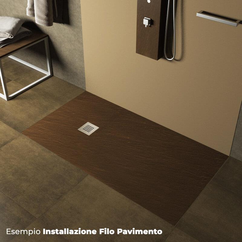 Piatto Doccia in Pietra 80x170 cm Pedrinelli Ardesia Stone Side Marrone