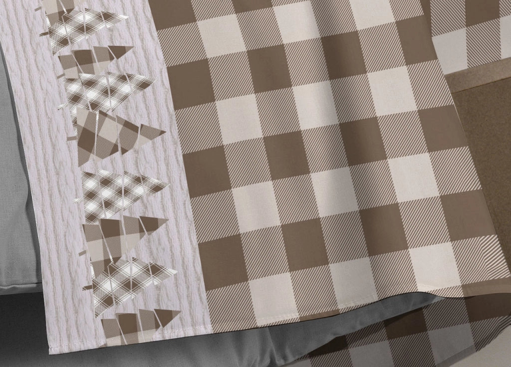 Completo Lenzuola Flanella Pensieri Delicati 100% Cotone Disegno Canada - Matrimoniale - Beige