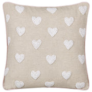 Cuscino in cotone ricamato con motivo a cuoricini beige 45 x 45 cm letto divano accessorio morbido