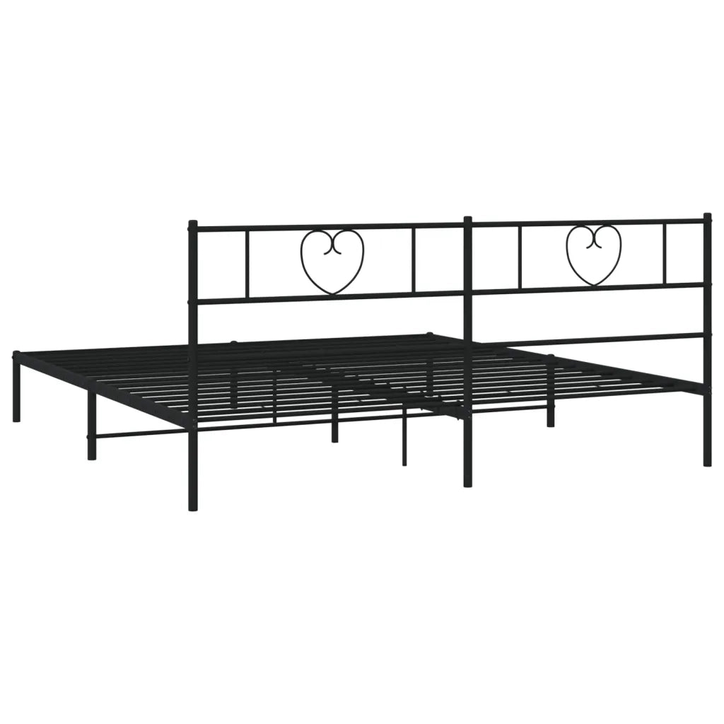 Letto matrimoniale | Letto per adulti | Giroletto con Testiera in Metallo Nero 200x200 cm