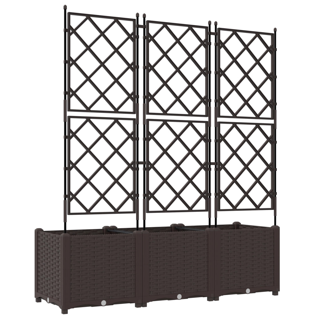 Fioriera da Giardino con Grata 3 pz Marrone 120x40x143 cm