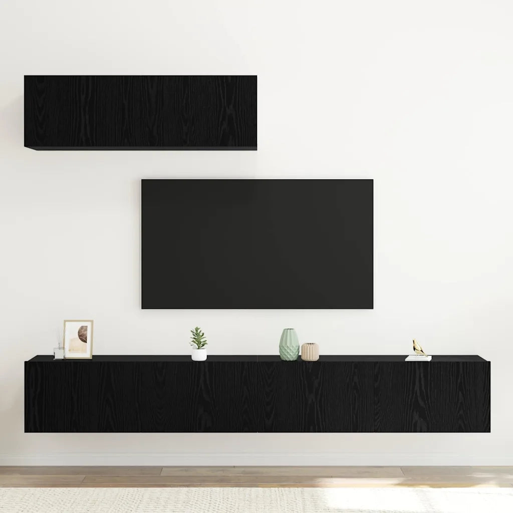 Set mobile TV 3 pcs Rovere Nero Legno multistrato 3332502